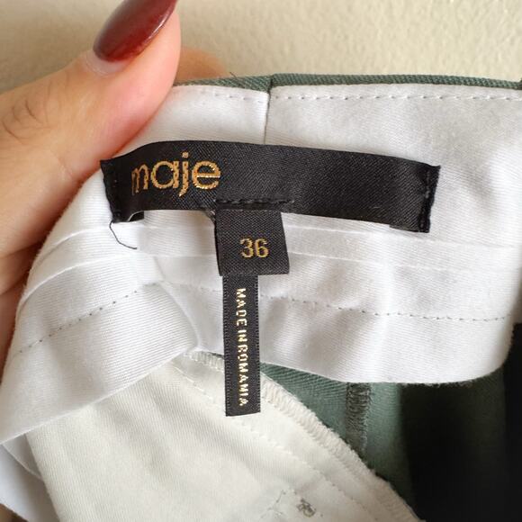 Maje Sage Green Straight Cup Tailored Trouser Pants Size 36 or Small - Picture 4 of 10
